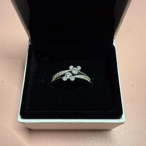 Elegant Mickey Mouse Silver Ring with Crystal Accents